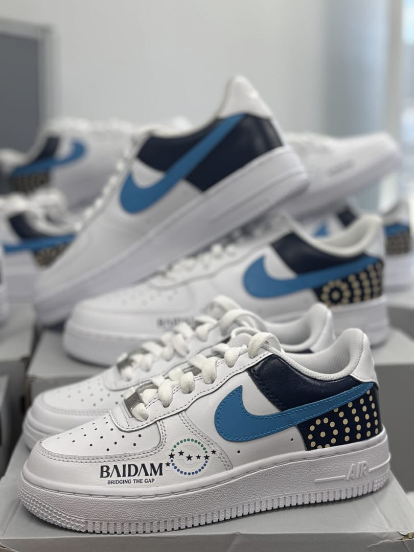 Business logo on Nike air force 1
